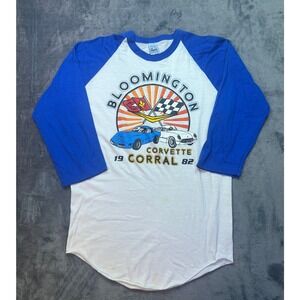 Vintage 1982 Bloomington Corvette Corral Raglan T Shirt Men's M Single Stitch
